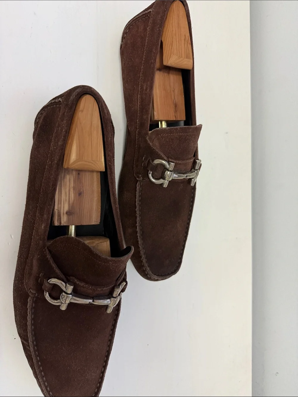 Salvatore Ferragamo Brown Suede Bit-Detail Slip-On Loafers